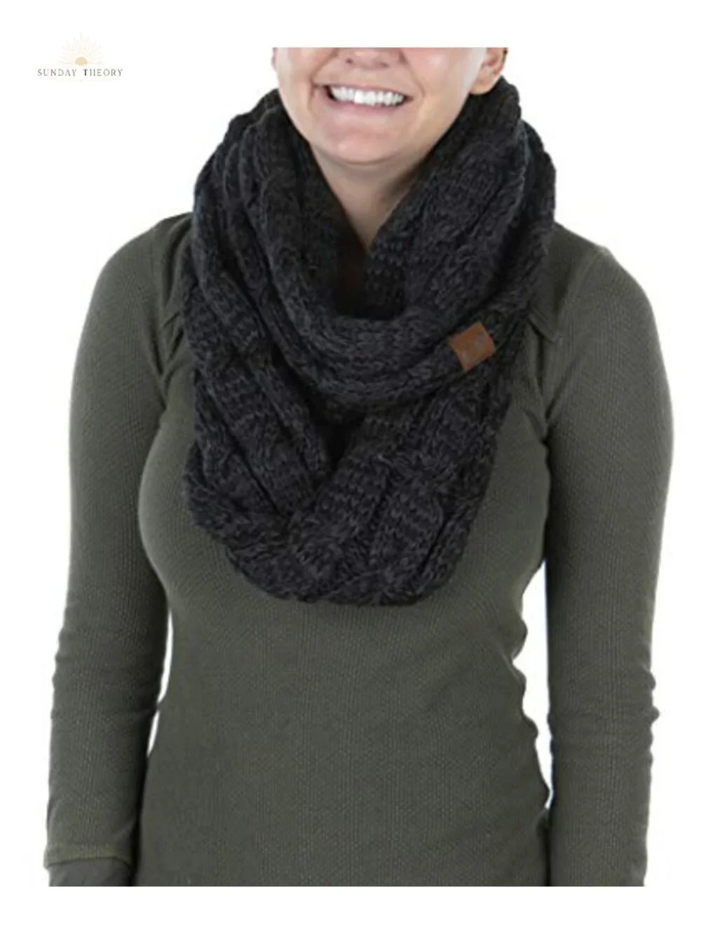 Chunky Cable Knit Infinity Scarf for Women – Oversized Warm Circle Wrap